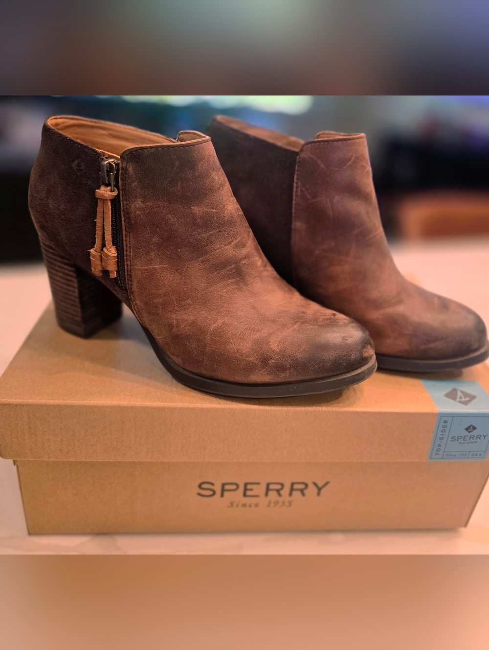Sperry 'Dasher Lille' Brown Ankle Boots in size 7.5M